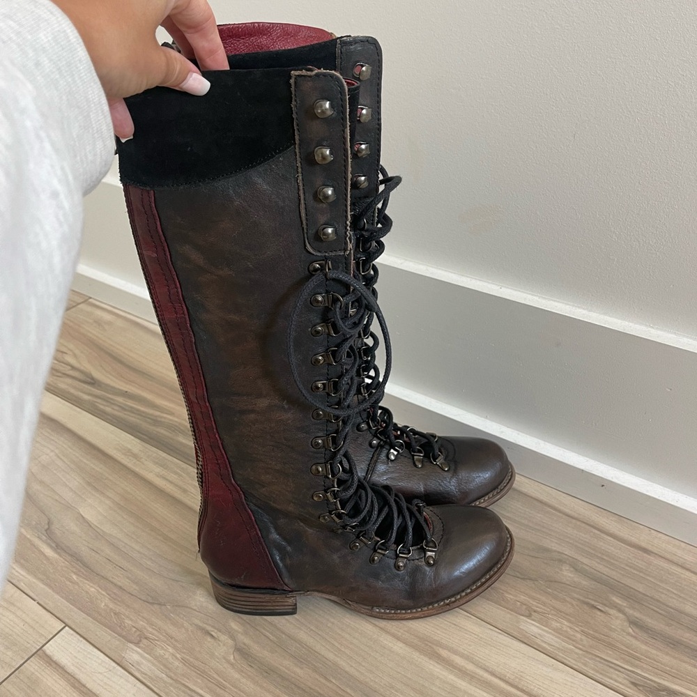 Freebird Black and Brown Lace-Up Boots